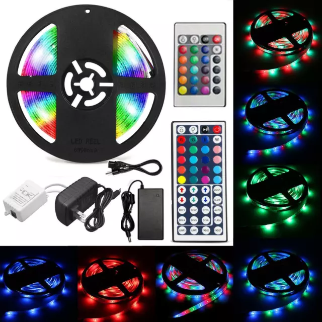 5M Smd 5050 Rgb Led Colour Change Strip Light 12V Adapter Kit Flexible & Cutable 2