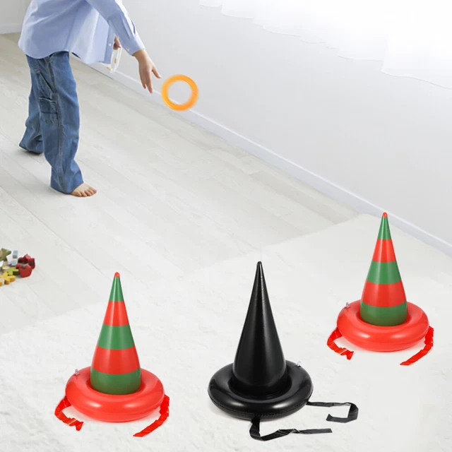 Bruja Inflable Sombrero Anillo Niños Juego Halloween Accesorio PVC