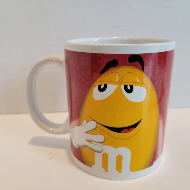 M&M Ceramic Coffee Mug Cup Red Chocolate Yellow Peanut Candy Mars 2017 12 oz