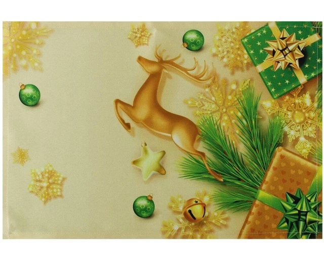 Tischsets Stoff CLOTH waschbar Hirsch Weihnachtsdeko Geschenk Weihnachten