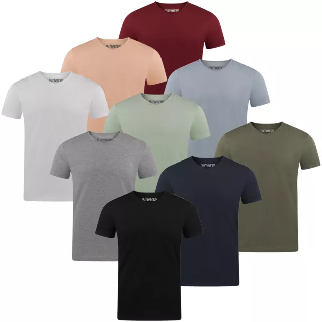 riverso Herren T-Shirt RIVAaron 4er Pack V-Ausschnitt Regular Uni 100% Baumwolle