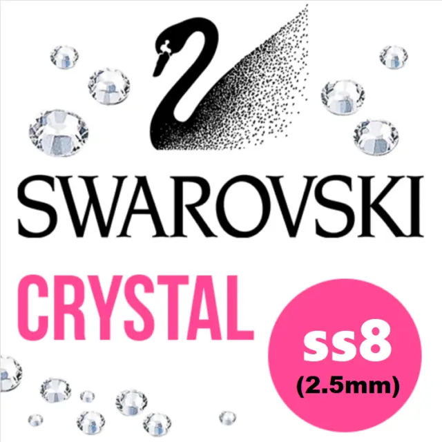 SS8 Nail Art Rhinestones Swarovski® Crystal Gems AB & Clear Shiny Stones FREE UK