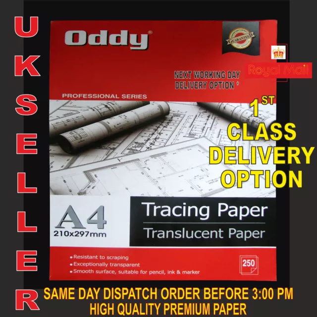 50 X A4 TRANSLUCENT TRACING PAPER 95gsm FOR ART,CRAFT,COPYING OR CALLIGRAPHY ETC