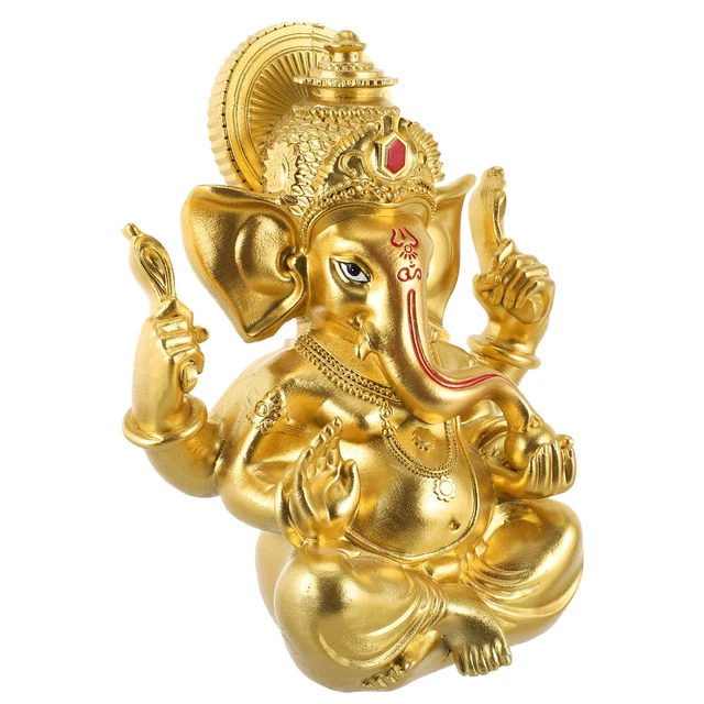 Resin India Elephant Sculpture Home Accessories Trunk God Ornament