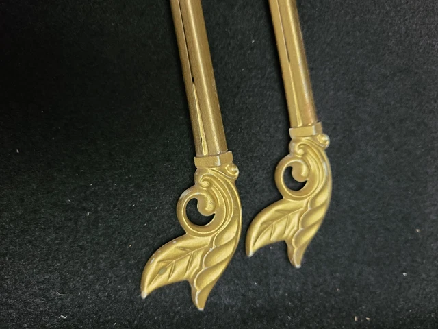 Antique Vintage Lot of 2 Swing Arm CURTAIN Rods - Shabby Gold Plastic Metal 4
