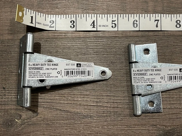 Pack of (2) Everbilt 4 in Zinc-Plated Steel Heavy-Duty Tee Hinge Gate Door 15407
