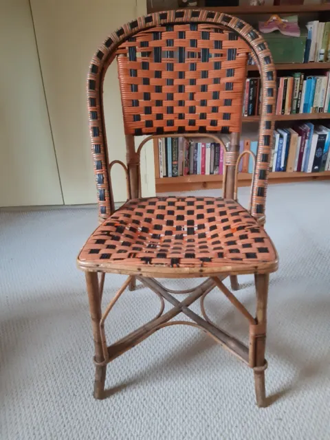 Antique French classic bistro chair with bamboo frame and rattan seat and back