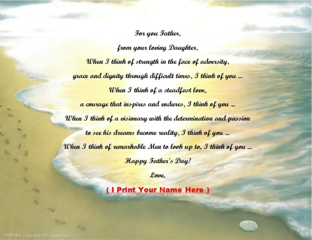 Father's Day Gift 4 Dad from Daughter, Son, 2+ Children Personalized Poem 2~8x10