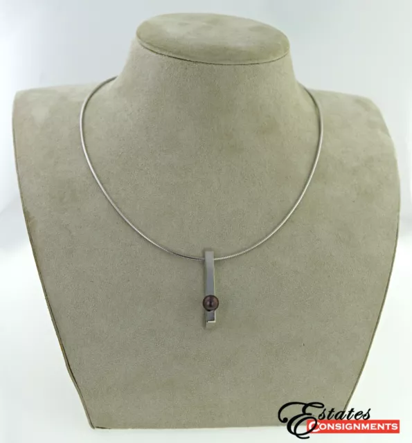 Movado Stunning 16" 18k White Gold 7mm Black Cultured Pearl Necklace Movado Stunning 16" 18k White Gold 7mm Black Cultured Pearl Necklace
