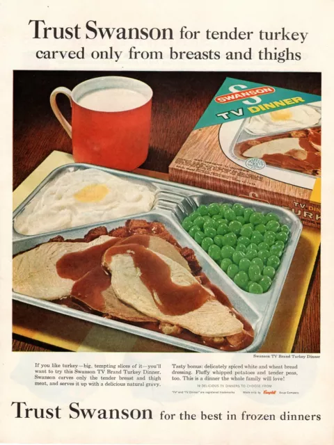 Vintage advertising print Food SWANSON TV Dinner Turkey Whipped Potatoes 1961