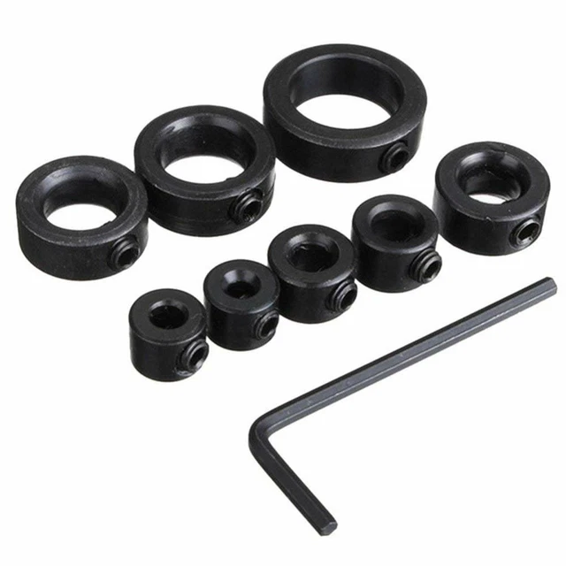 8X Drill Bit Depth Stop Collar Ring Positioner Dowel Shaft Chuck Hex Wrench 3/4/