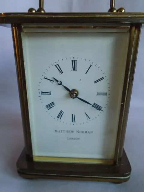 Vintage Matthew Norman Doric Carriage Clock + Key In Good Working Order 2