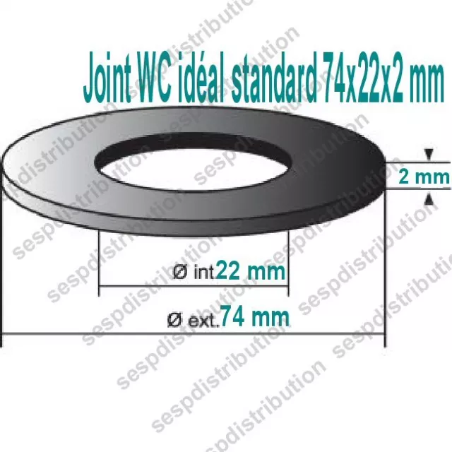 2 joints WC pour idéal standard 74 x 22 x 2 mm joint cloche membrane WC