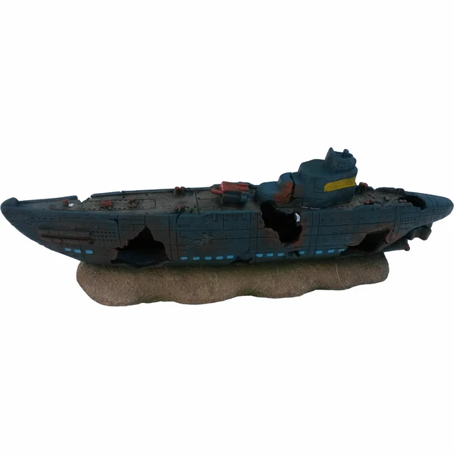 Large Military Navy Submarine Wreck Aquarium Fish Tank Ornament Decoration