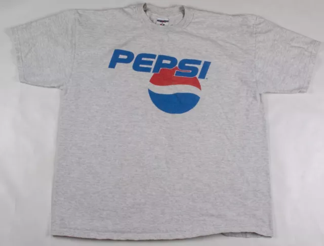 Vintage Early 2000s PEPSI Soda Pop Drink Graphic Promo Gray Shirt Men's Size XL