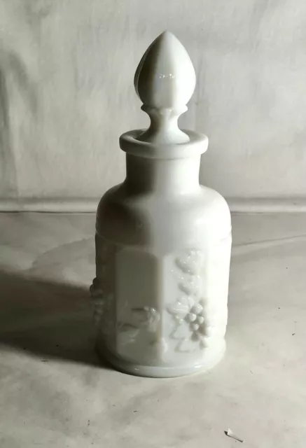 Westmoreland Milk Glass Paneled Grape Cologne Bottle With Stopper