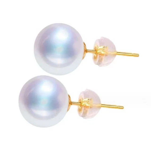 Handmade 10MM white gold shell pearl earrings 18K Holiday gifts Hook HOOK