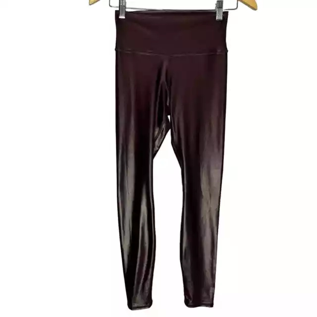 Alo Faux Leather Airbrush High rise Leggings Dark Burgundy Wine Small