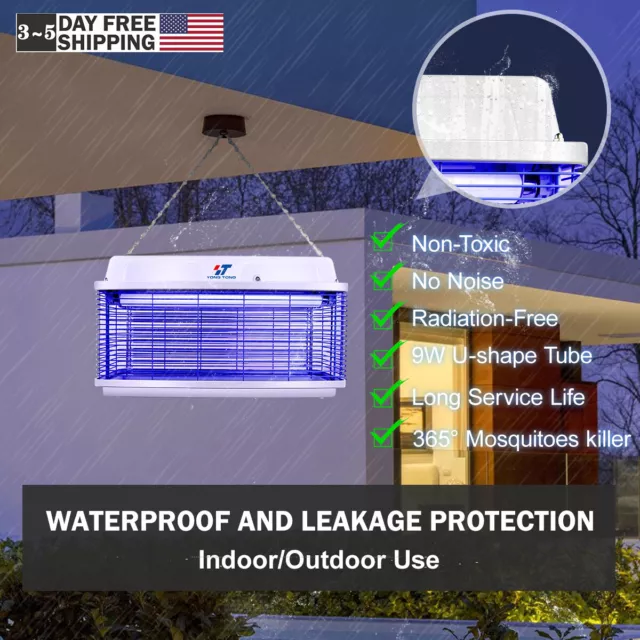 YT Waterproof Eelectric UV Bug Zapper 3800V Indoor Outdoor UV Insect Zapper Lamp