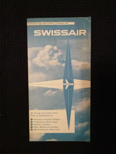 AVIATION - SUISSE - SWISSAIR - Horaires d'été 1957  tarifs - en anglais ed Paris