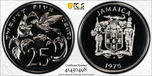 1975-FM Jamaica 25c PCGS PL69