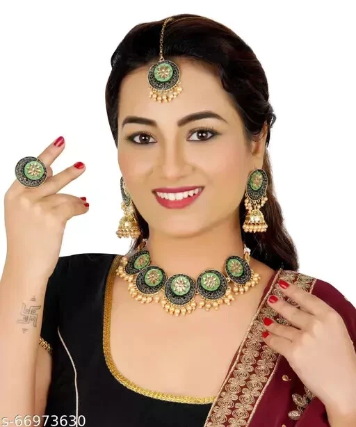 22K Gold Plated South Indian Earrings Jhumka Bridal Party jhumki Jewelry Set