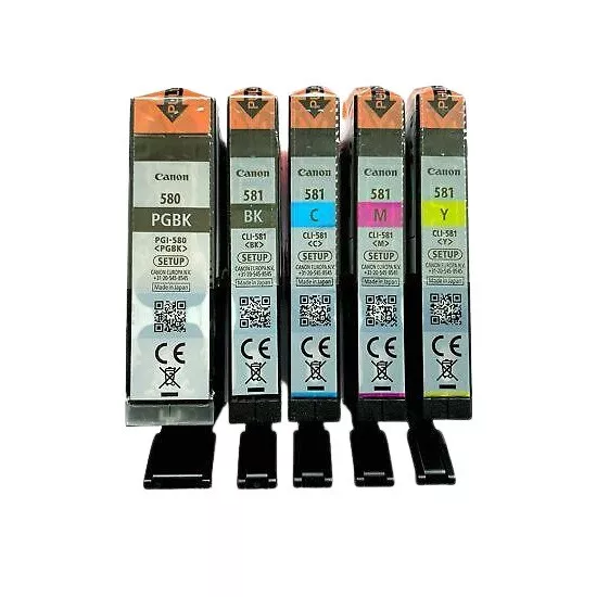 Canon Ink Cartridges, PGI-580PGBK CLI-581BK CLI-581C CLI-581M CLI-581Y, (Setup )