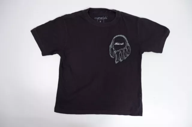 Maharishi Kids Boys T Shirt Top Age 6 Yrs Black Short Sleeve logo embroidered