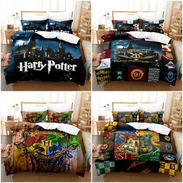 New Hogwarts Harry Potter Quilt Duvet Cover Pillowcase Bedding Set Single Double