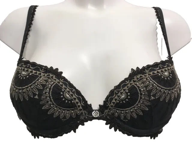 Chantelle Africa dunkelgrauer BH UK 32B mit Bügel gepolsterter Push Up + zusätzliche Pads