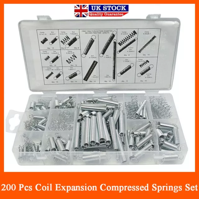 200Pcs Set Assorted Coil Spring Small Metal Steel Expansion Compressed Springs