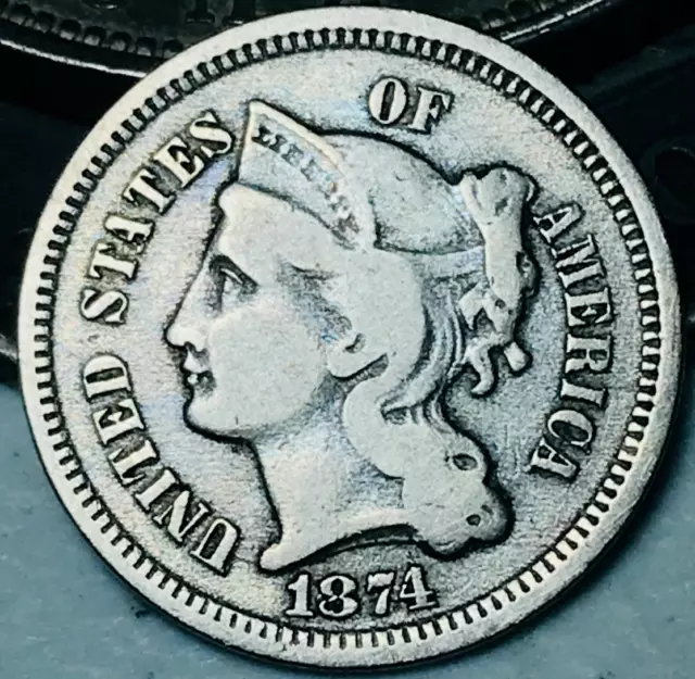 1874 Three Cent Nickel Piece 3C Ungraded Choice US Type Coin CC21002