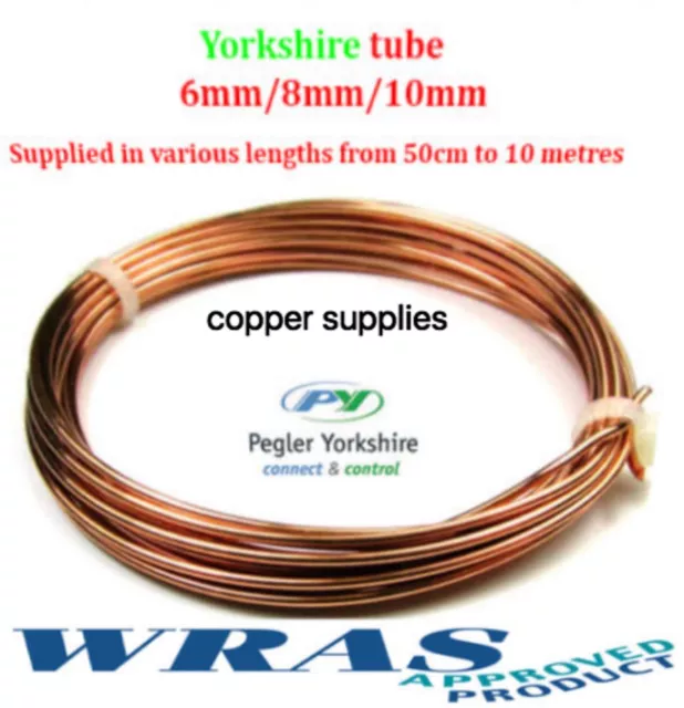 YORKSHIRE TUBE 10mm copper pipe/tube/plumbing/microbore/water/gas/diy/wras/new