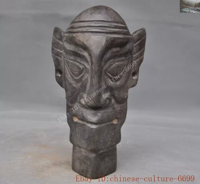 Chinese Sanxingdui culture old jade Hand carved Human head people head statue