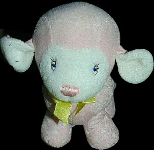 Vintage Amscan pink Lamb rattle plush 8" Lillybelle