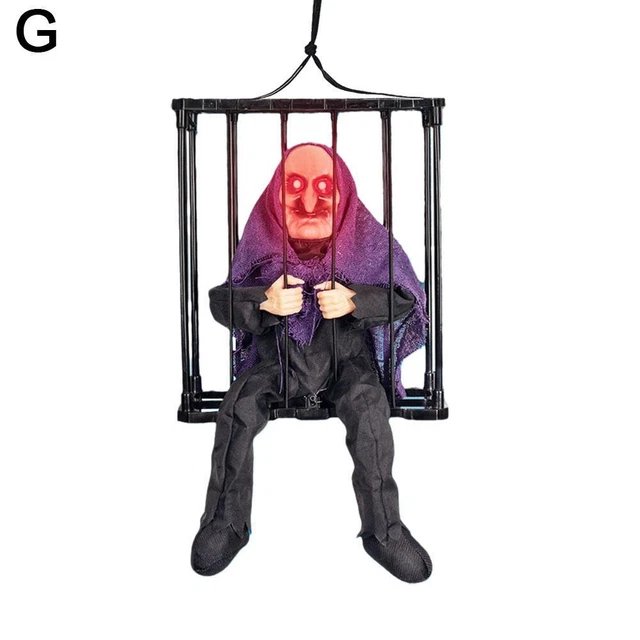 G Cage Ghost Halloween Hanging Decor Yelling Scary Animated Prisoner Ghost To Z1