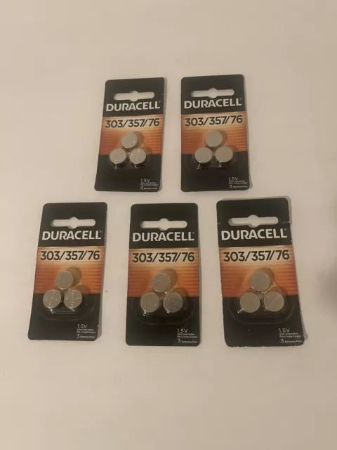 Duracell - 303/357/76 Silver Oxide Button Battery - 5 Packs Of 3