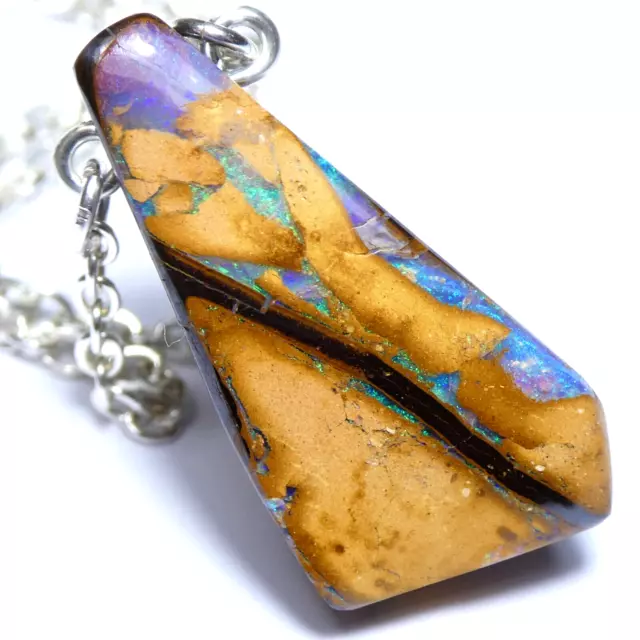 Boulder OPAL Australia Pendant Necklace 925 Sterling Silver Gift Jewellery Video