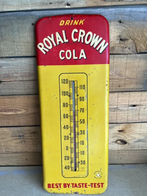 Royal Crown Cola Vintage Metal Advertising Thermometer -Works-