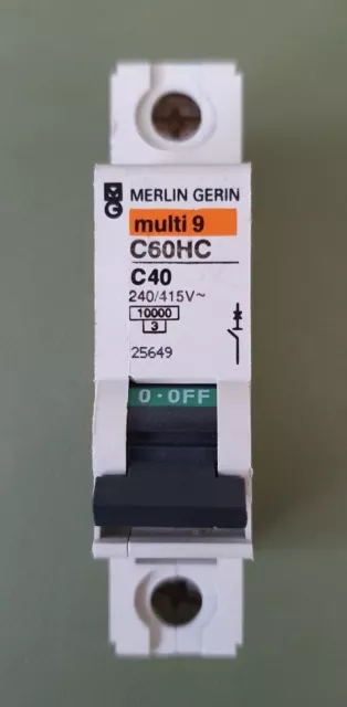 MERLIN GERIN MCB Circuit breaker - MULTI9 TYPE C 40 AMP - C60HC - Used.