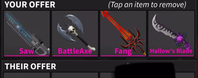 Mm2 Set Bundle 🌙 HANDSAW ICEDRAGON VAMPIRE EDGE HEARTBLADE 🌙 Cheap