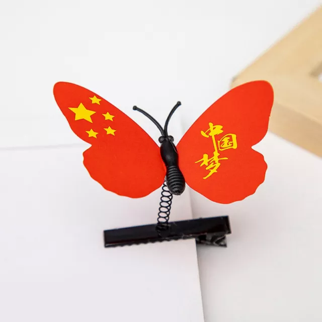 Chinese-style Pentagonal Heart National Flag Butterfly Shaped Hairpins Hair Clip
