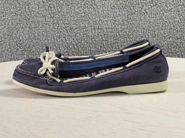 Timberland Boat Shoes Women's Size 8.5M Blue Canvas Casual Slip On Loafer Flats