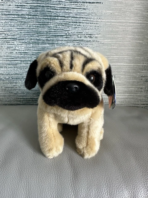 LIVING NATURE PUG Puppy 16cm Valentines Day Gift Cuddly Soft Dog
