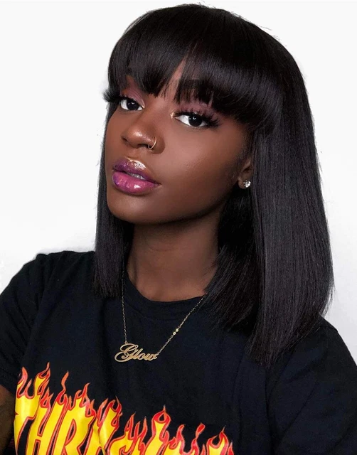 HUMAN HAIR LACE Front Bob Wig w Bangs 13