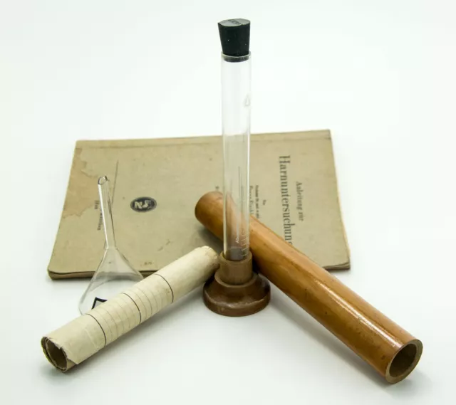 antiker Albuminimeter nach Dr. Esbach mit Urinprober nach Dr. Vogel