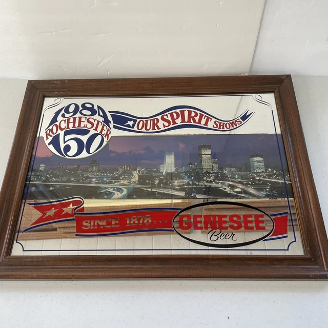 Genesee Beer Rochester, NY 150th Anniversary 1984 Mirror 16x22 Vintage Man Cave