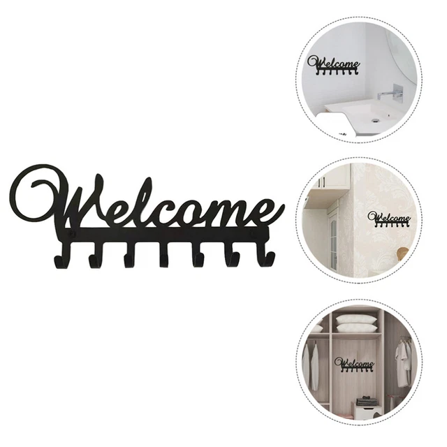 Bathroom Hooks Welcome Letter Wall Mounted Coat Rustic Hanger Key