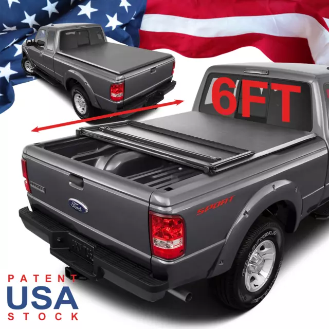 Soft Tri-Fold Bed Tonneau Cover for 1983-2011 Ranger Fleetside 6FT Not Stepside