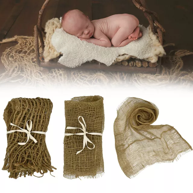 Newborn Baby Jute Basket Stuffer Burlap Layer Net Backdrop Blanket Photo Prop 7 2